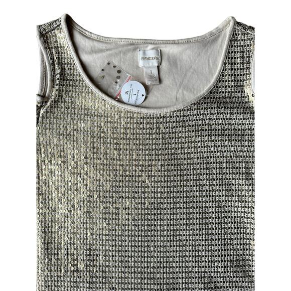 NWT Chicos Gold sequins Cold Shoulder short sleeved Dress size medium (1) - Picture 6 of 12